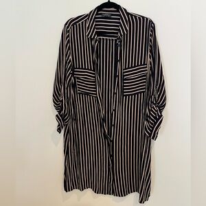 Topshop Maternity Navy and Cream Striped Over Sized Shirt